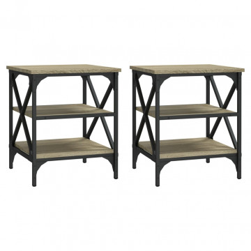 Mese laterale 2 buc. stejar sonoma 40x42x50 cm lemn compozit - Img 2