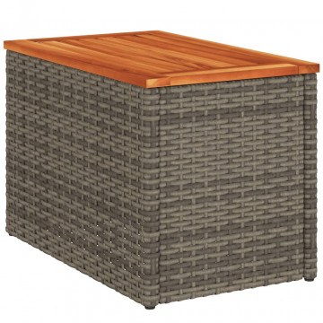 Mese laterale de grădină 2 buc. gri 55x34x37cm lemn/poliratan - Img 5