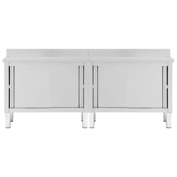 Mese lucru uși glisante 2 buc 240x50x(95-97) cm oțel inoxidabil - Img 4