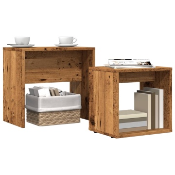 Mese suprapuse de cafea, 2 buc., lemn vechi, lemn prelucrat - Img 3
