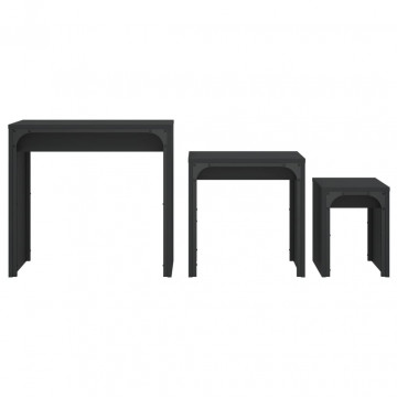 Mese suprapuse de cafea, 3 buc, negru, lemn prelucrat - Img 6