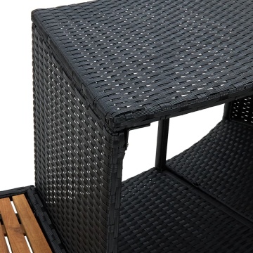 Mobilier de împrejmuire spa, negru, poliratan și lemn de acacia - Img 7