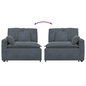 Modul modular capăt pentru cotieră canapea cu perne gri închis - Img 5