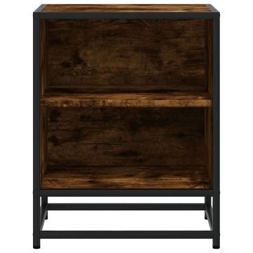 Noptiera 2 buc stejar afumat 40x31x50cm lemn prelucrat si metal - Img 8