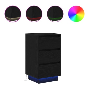 Noptiera cu lumini LED Negru 38x34x65 cm - Img 2