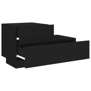 Noptieră cu lumini LED, negru, 70x36x40,5 cm - Img 5