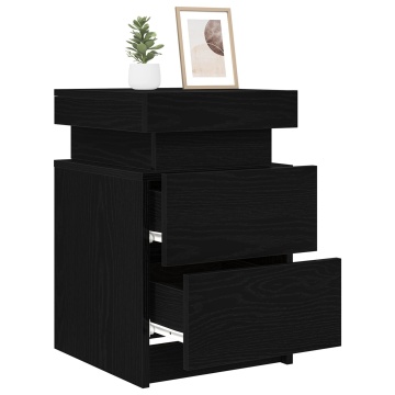 Noptieră cu lumini LED Stejar Negru 35x39x55 cm - Img 3