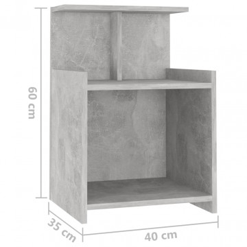 Noptieră, gri beton, 40x35x60 cm, PAL - Img 5