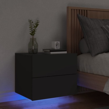 Noptieră montată pe perete cu lumini LED, negru - Img 1
