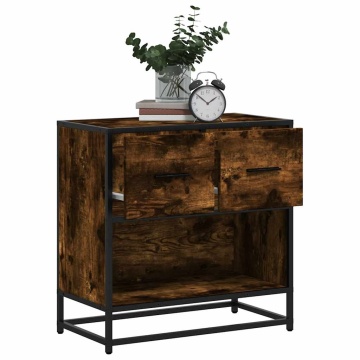 Noptiera stejar afumat 60x31x60 cm lemn prelucrat si metal - Img 1