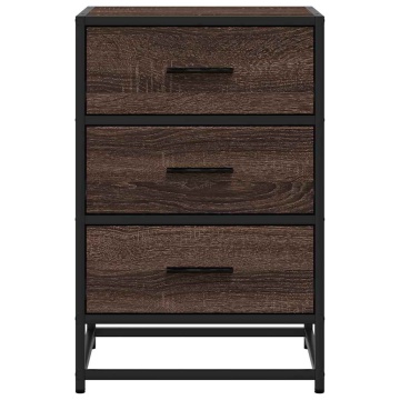 Noptiera stejar maro 40x34,5x60 cm lemn prelucrat si metal - Img 8