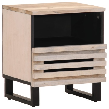 Noptiere, 2 buc., 40x33x46 cm, lemn masiv mango albit - Img 2