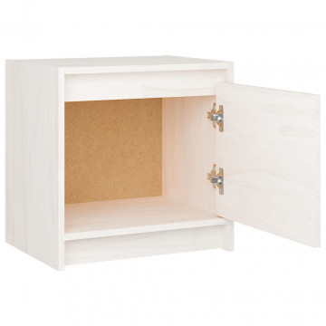Noptiere, 2 buc., alb, 40x30,5x40 cm, lemn masiv de pin - Img 7