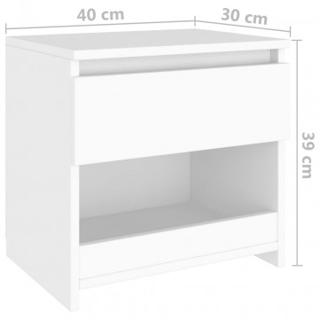 Noptiere, 2 buc., alb, 40x30x39 cm, PAL - Img 6