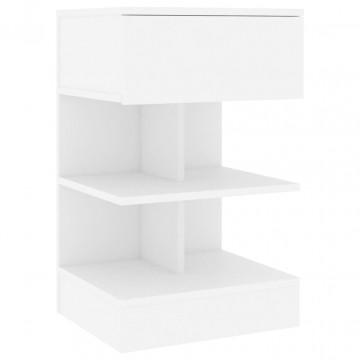 Noptiere, 2 buc., alb, 40x35x65 cm, PAL - Img 3