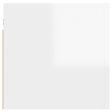 Noptiere, 2 buc, alb extralucios, 30,5x30x30 cm, lemn prelucrat - Img 6