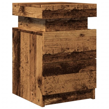 Noptiere, 2 buc cu LED lemn învechit 35x39x55 cm lemn prelucrat - Img 5