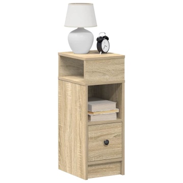 Noptiere, 2 buc., cu sertar, Stejar Sonoma, 25x31x66 cm - Img 1