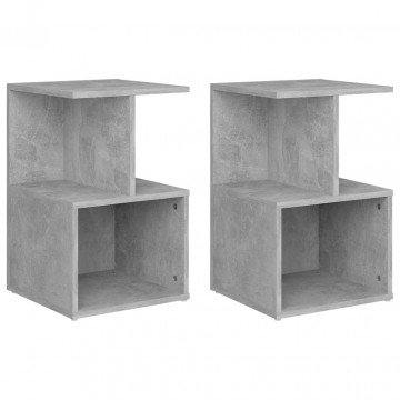 Noptiere, 2 buc., gri beton, 35x35x55 cm, PAL - Img 2
