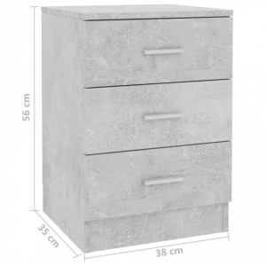 Noptiere, 2 buc., gri beton, 38 x 35 x 56 cm, PAL - Img 5