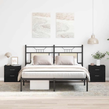 Noptiere 2 buc stejar negru 40x30x40 cm lemn de stratificat - Img 3