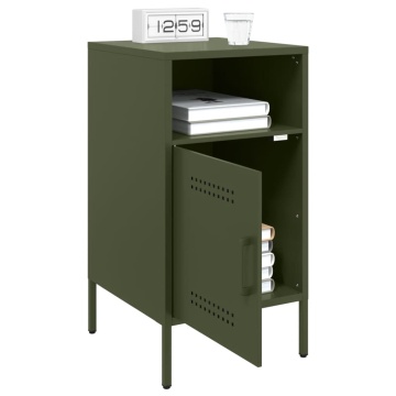 Noptiere 2 buc. verde măslină 36x39x68cm oțel laminat la rece - Img 4
