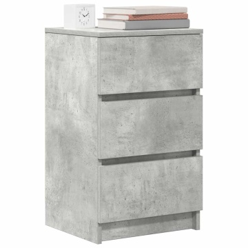 Noptiere cu 3 sertare 2 buc Beton Gri 39x35x65 cm - Img 4