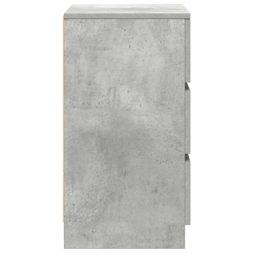 Noptiere cu 3 sertare 2 buc Beton Gri 39x35x65 cm - Img 7