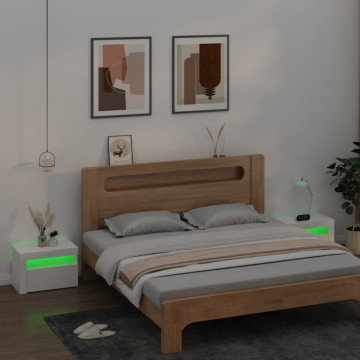 Noptiere cu LED-uri, 2 buc., alb, 60x35x40 cm - Img 7