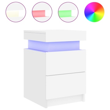 Noptiere cu lumini LED, 2 buc., alb, 35x39x55 cm - Img 6