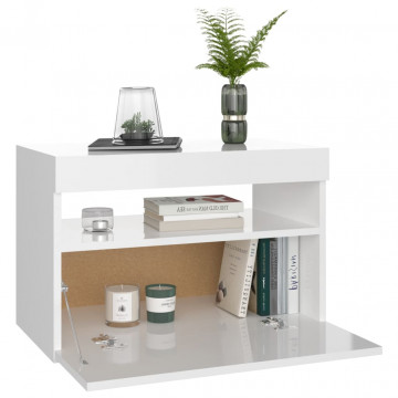 Noptiere cu lumini LED, 2 buc., alb extralucios, 60x35x40 cm - Img 6