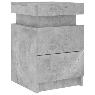 Noptiere cu lumini LED, 2 buc., gri beton, 35x39x55 cm - Img 5