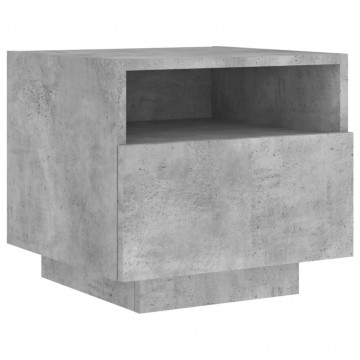 Noptiere cu lumini LED, 2 buc., gri beton, 40x39x37 cm - Img 6