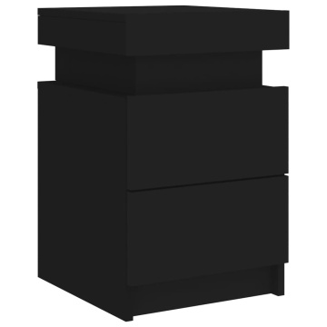 Noptiere cu lumini LED, 2 buc., negru, 35x39x55 cm - Img 5