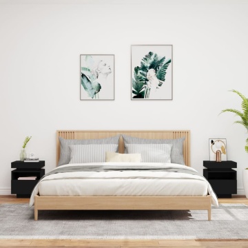 Noptiere cu lumini LED, 2 buc., negru, 40x39x48,5 cm - Img 3