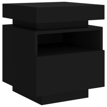 Noptiere cu lumini LED, 2 buc., negru, 40x39x48,5 cm - Img 5