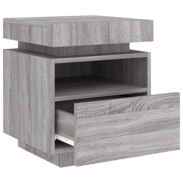 Noptiere cu lumini LED, 2 buc., sonoma gri, 40x39x48,5 cm - Img 6