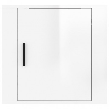Noptiere de perete, 2 buc., alb extralucios, 50x30x47 cm - Img 5