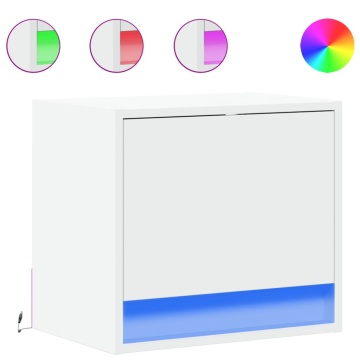 Noptiere montate pe perete cu lumini LED, 2 buc., alb - Img 2