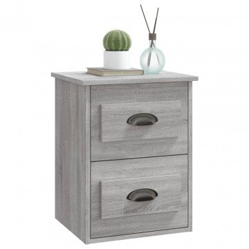 Noptiere suspendate pe perete, 2 buc., gri sonoma, 41,5x36x53cm - Img 8