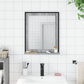 Oglindă baie cu raft gri sonoma 50x12x60 cm lemn prelucrat - Img 3