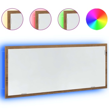 Oglindă baie LED stejar artizanal, 100x8,5x37 cm lemn prelucrat - Img 2