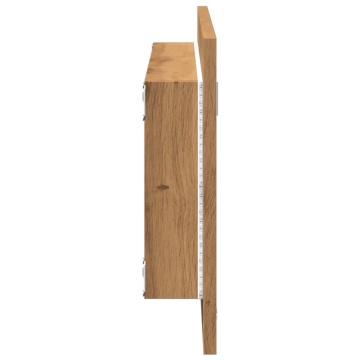 Oglindă baie LED stejar artizanal, 100x8,5x37 cm lemn prelucrat - Img 6