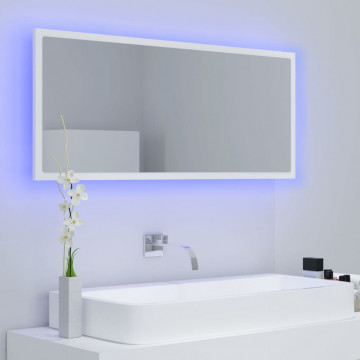 Oglindă de baie cu LED, alb, 100x8,5x37 cm, PAL - Img 3