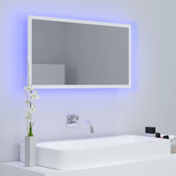 Oglindă de baie cu LED, alb, 80x8,5x37 cm, acril - Img 3