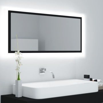 Oglindă de baie cu LED, negru, 100x8,5x37 cm, acril - Img 1