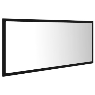 Oglindă de baie cu LED, negru, 100x8,5x37 cm, acril - Img 5