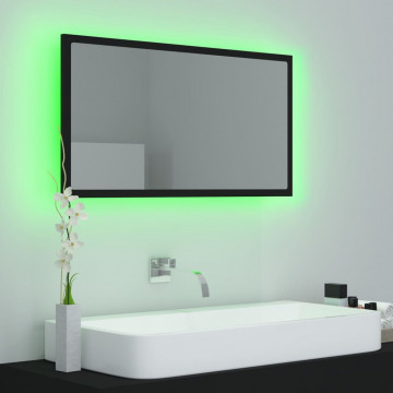 Oglindă de baie cu LED, negru, 80x8,5x37 cm, PAL - Img 4
