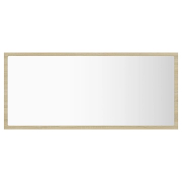 Oglindă de baie cu LED, stejar sonoma, 90x8,5x37 cm, acril - Img 3