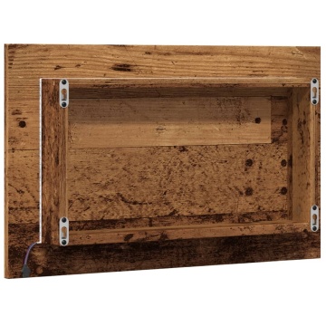 Oglindă de baie cu lumină LED, lemn vechi, 60x8,5x38 cm - Img 7
